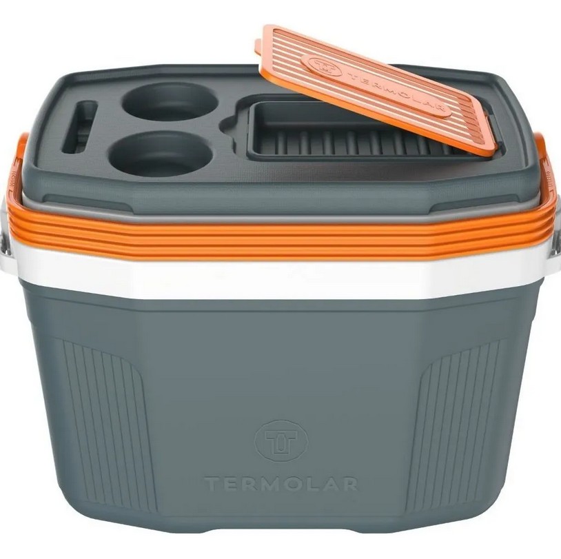 Caixa Térmica Cooler Com Alça Praia Pesca Camping Cor Cinza